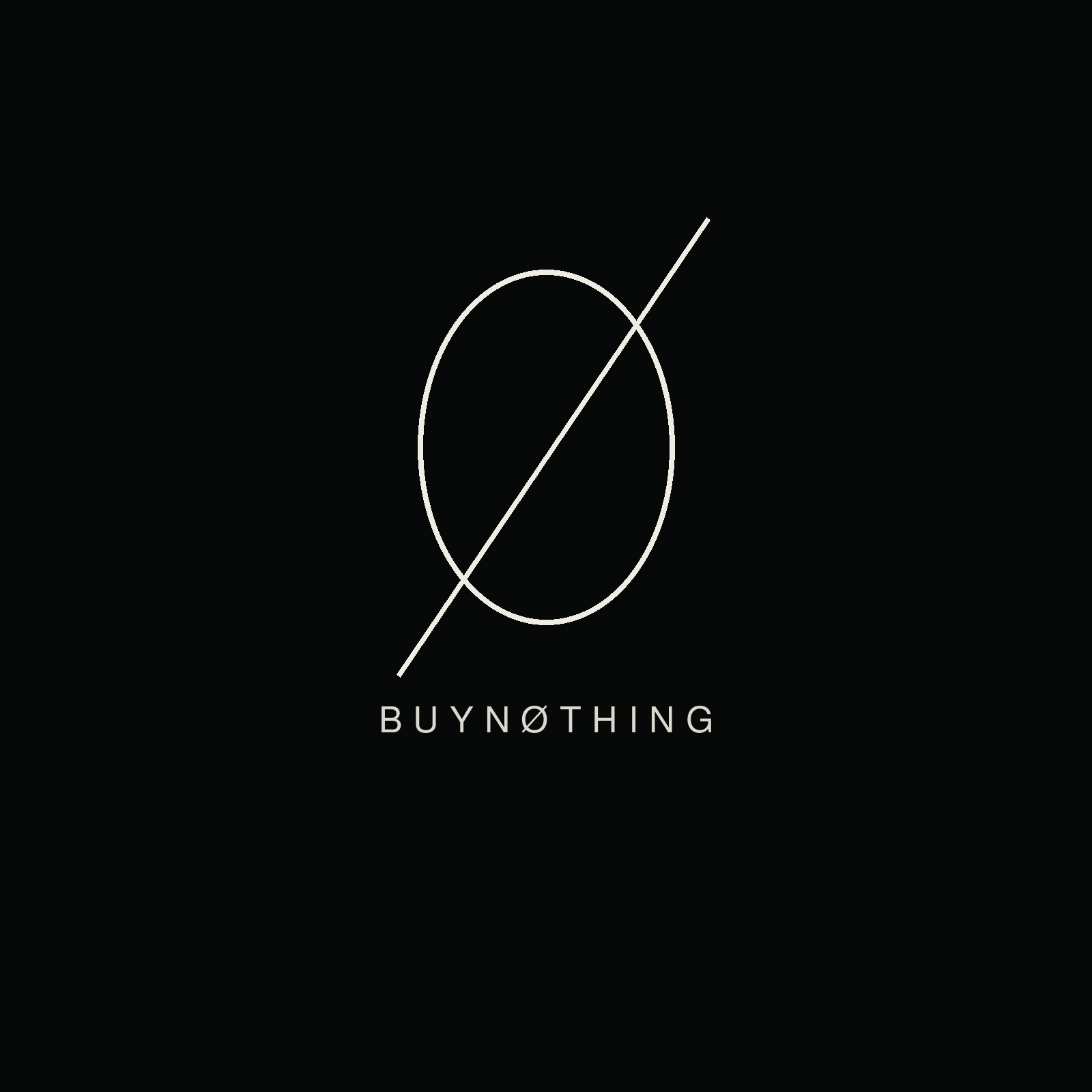 Visuel du projet Buy Nothing avec le symbole Ø.